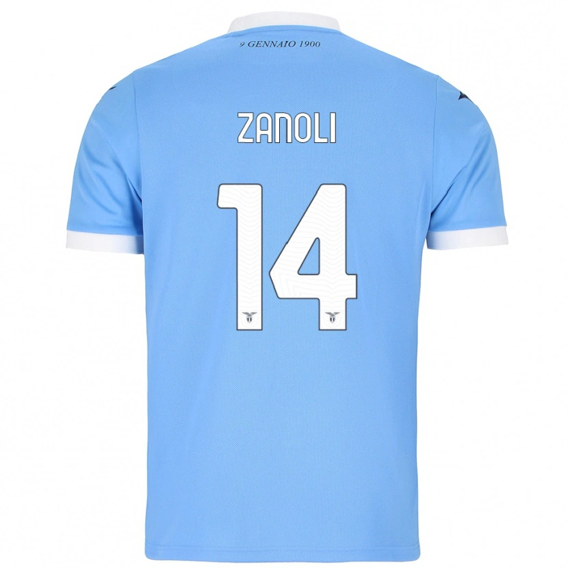 Danxen Femme Maillot Martina Zanoli #14 Bleu Ciel Blanc Tenues Domicile 2025/26 T-Shirt