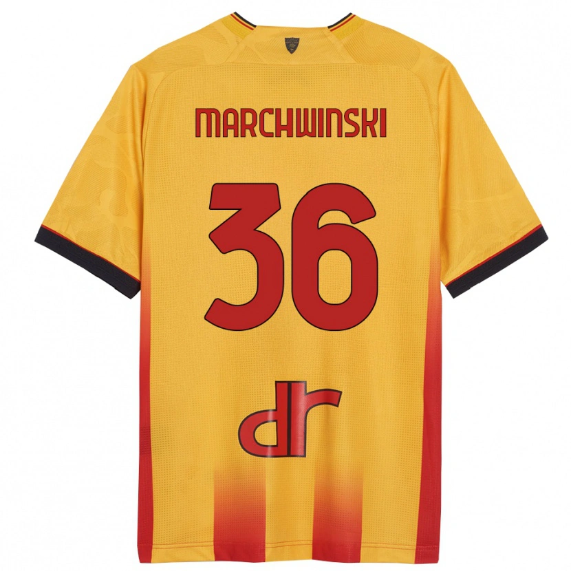 Danxen Femme Maillot Filip Marchwinski #36 Jaune Orange Tenues Domicile 2025/26 T-Shirt