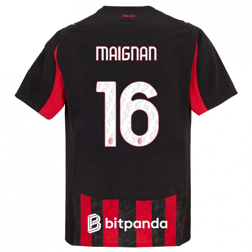 Danxen Femme Maillot Mike Maignan #16 Rouge Noir Tenues Domicile 2025/26 T-Shirt