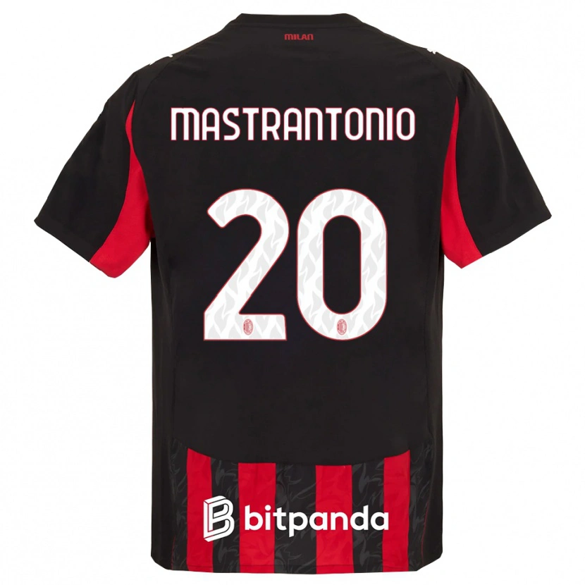 Danxen Femme Maillot Davide Mastrantonio #20 Rouge Noir Tenues Domicile 2025/26 T-Shirt