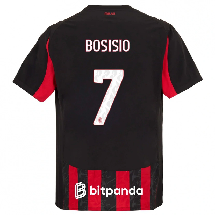 Danxen Femme Maillot Josuè Bosisio #7 Rouge Noir Tenues Domicile 2025/26 T-Shirt