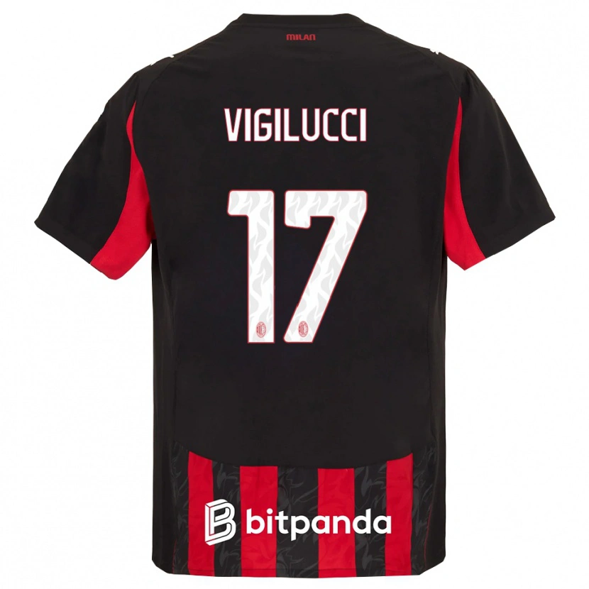 Danxen Femme Maillot Valery Vigilucci #17 Rouge Noir Tenues Domicile 2025/26 T-Shirt
