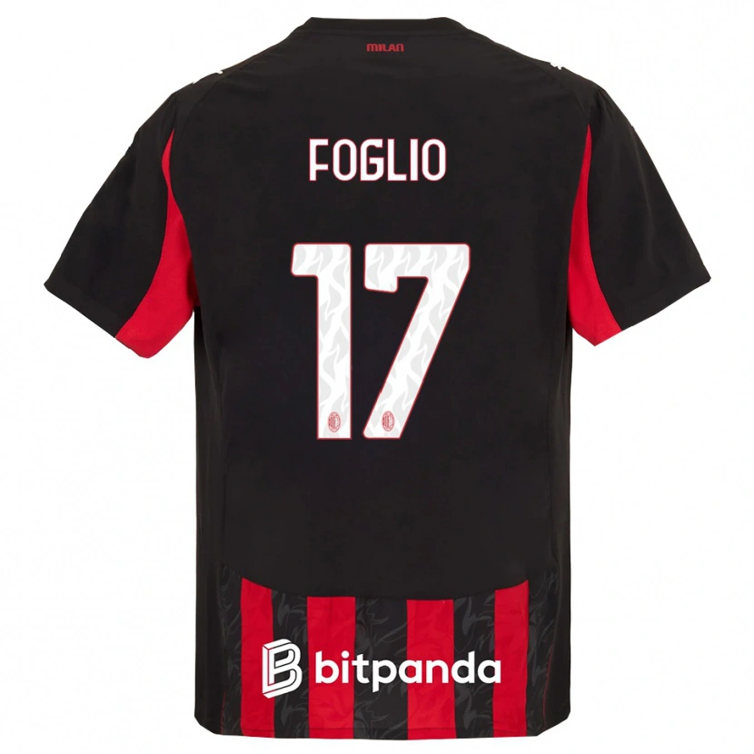 Danxen Femme Maillot Christian Foglio #17 Rouge Noir Tenues Domicile 2025/26 T-Shirt
