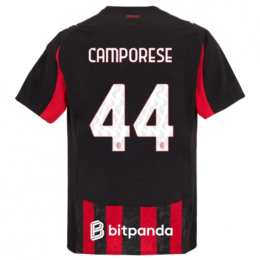 Danxen Femme Maillot Michele Camporese #44 Rouge Noir Tenues Domicile 2025/26 T-Shirt