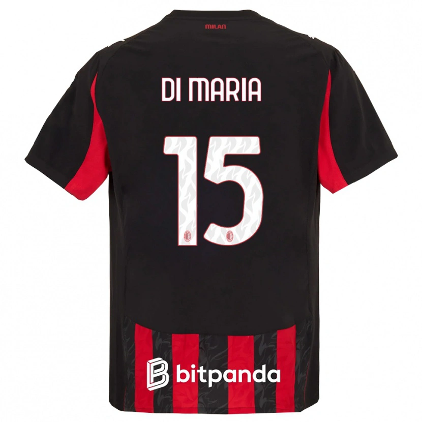 Danxen Femme Maillot Alessandro Di Maria #15 Rouge Noir Tenues Domicile 2025/26 T-Shirt