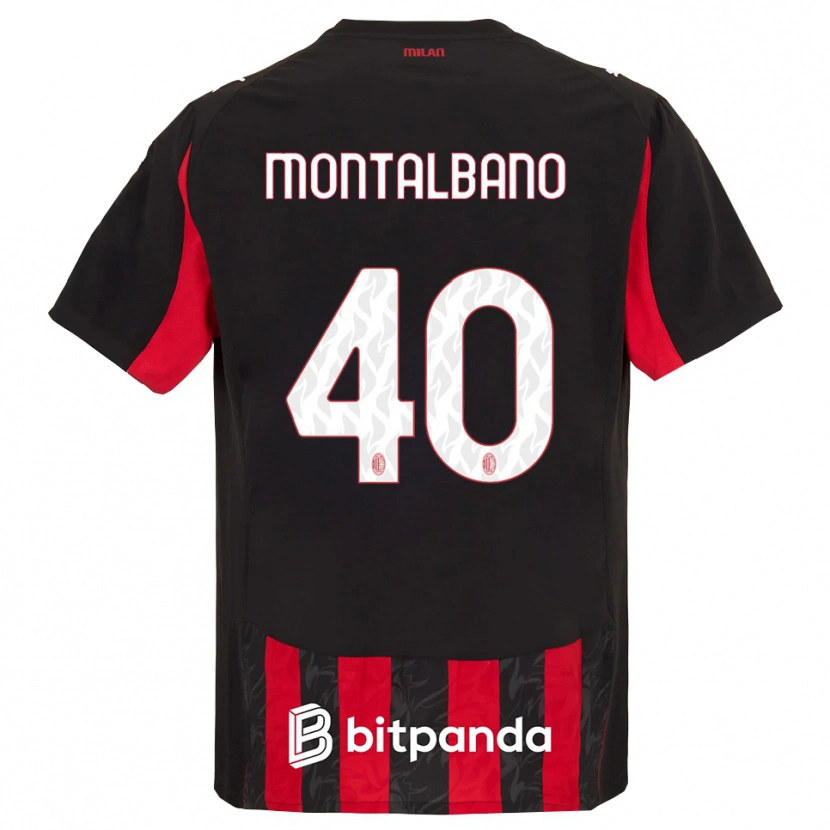 Danxen Femme Maillot Nicolo Montalbano #40 Rouge Noir Tenues Domicile 2025/26 T-Shirt
