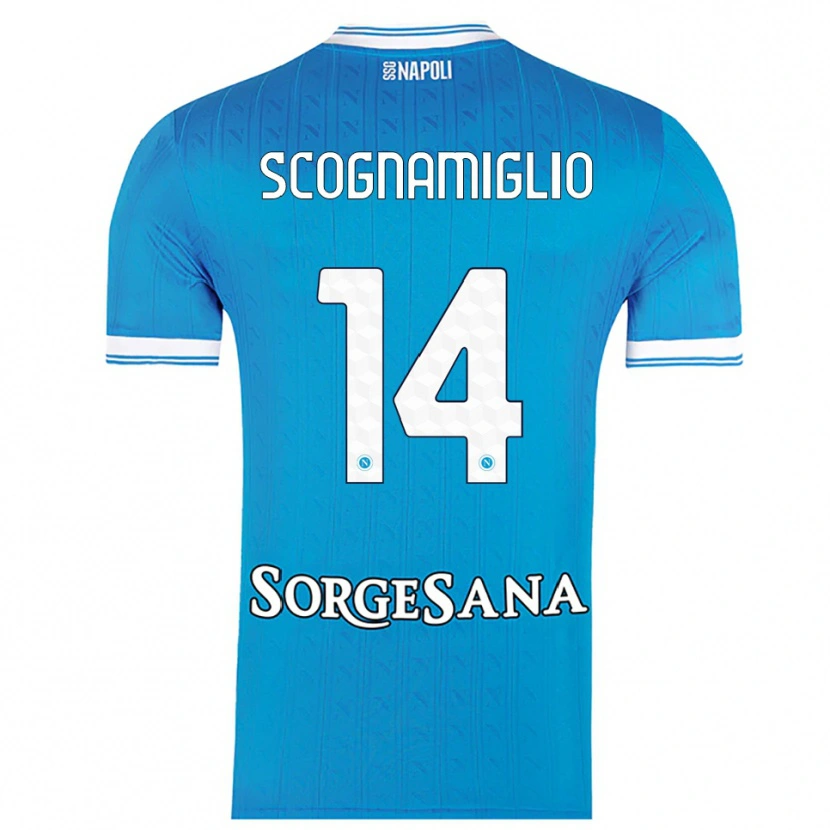 Danxen Femme Maillot Fabio Scognamiglio #14 Bleu Ciel Blanc Tenues Domicile 2025/26 T-Shirt
