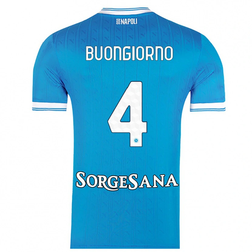 Danxen Femme Maillot Alessandro Buongiorno #4 Bleu Ciel Blanc Tenues Domicile 2025/26 T-Shirt