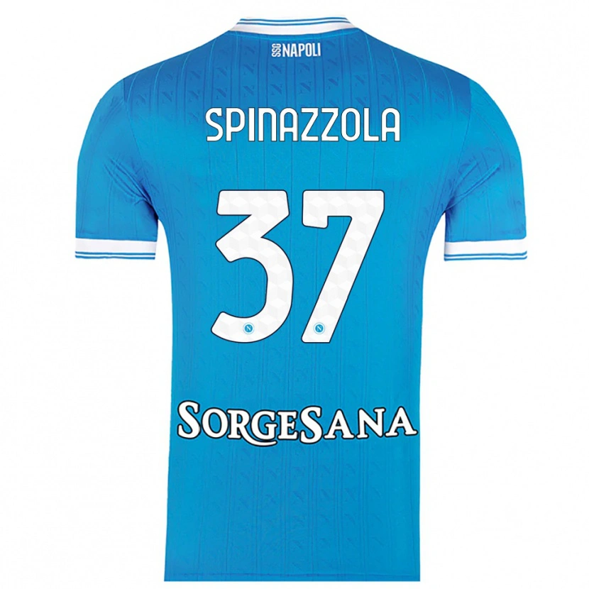 Danxen Femme Maillot Leonardo Spinazzola #37 Bleu Ciel Blanc Tenues Domicile 2025/26 T-Shirt