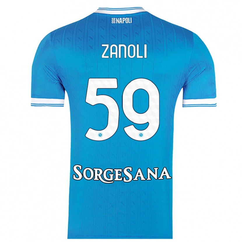 Danxen Femme Maillot Alessandro Zanoli #59 Bleu Ciel Blanc Tenues Domicile 2025/26 T-Shirt
