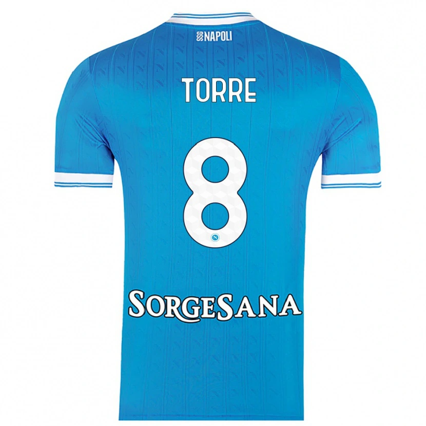 Danxen Femme Maillot Christian Torre #8 Bleu Ciel Blanc Tenues Domicile 2025/26 T-Shirt