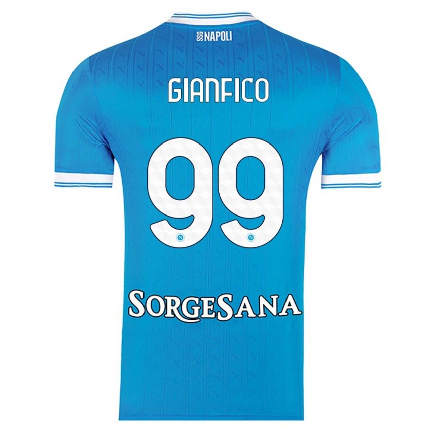 Danxen Femme Maillot Maria Morena Gianfico #99 Bleu Ciel Blanc Tenues Domicile 2025/26 T-Shirt