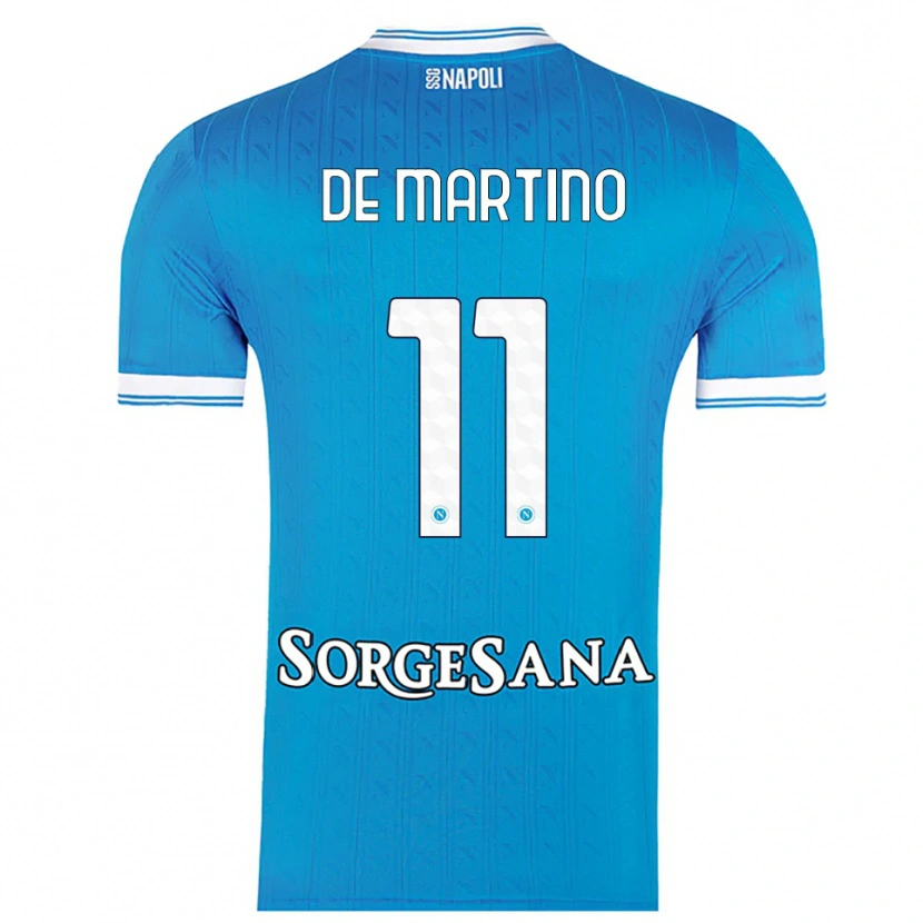 Danxen Femme Maillot Giuseppe De Martino #11 Bleu Ciel Blanc Tenues Domicile 2025/26 T-Shirt