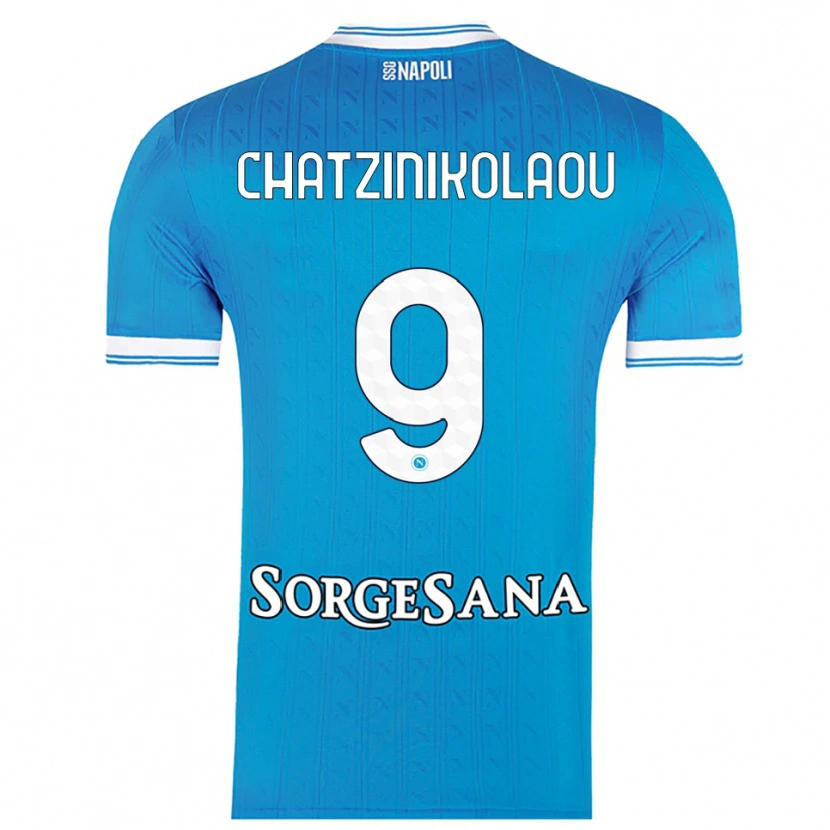 Danxen Femme Maillot Despoina Chatzinikolaou #9 Bleu Ciel Blanc Tenues Domicile 2025/26 T-Shirt