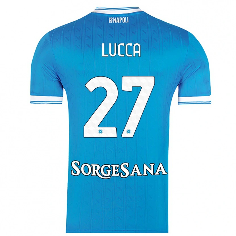 Danxen Femme Maillot Lorenzo Lucca #27 Bleu Ciel Blanc Tenues Domicile 2025/26 T-Shirt