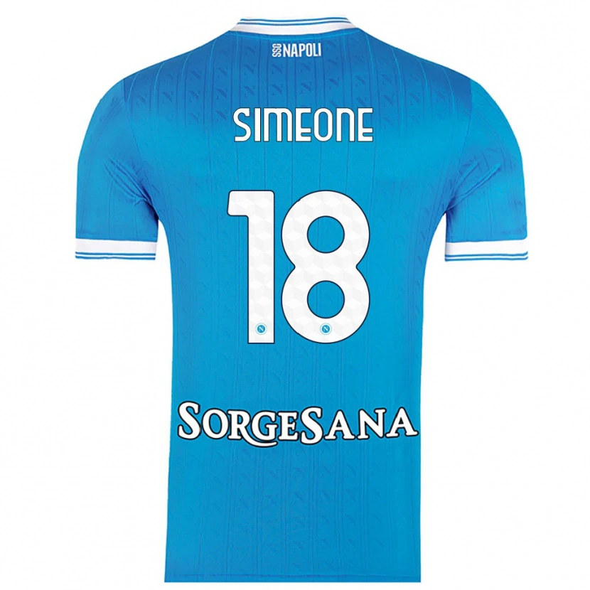 Danxen Femme Maillot Giovanni Simeone #18 Bleu Ciel Blanc Tenues Domicile 2025/26 T-Shirt