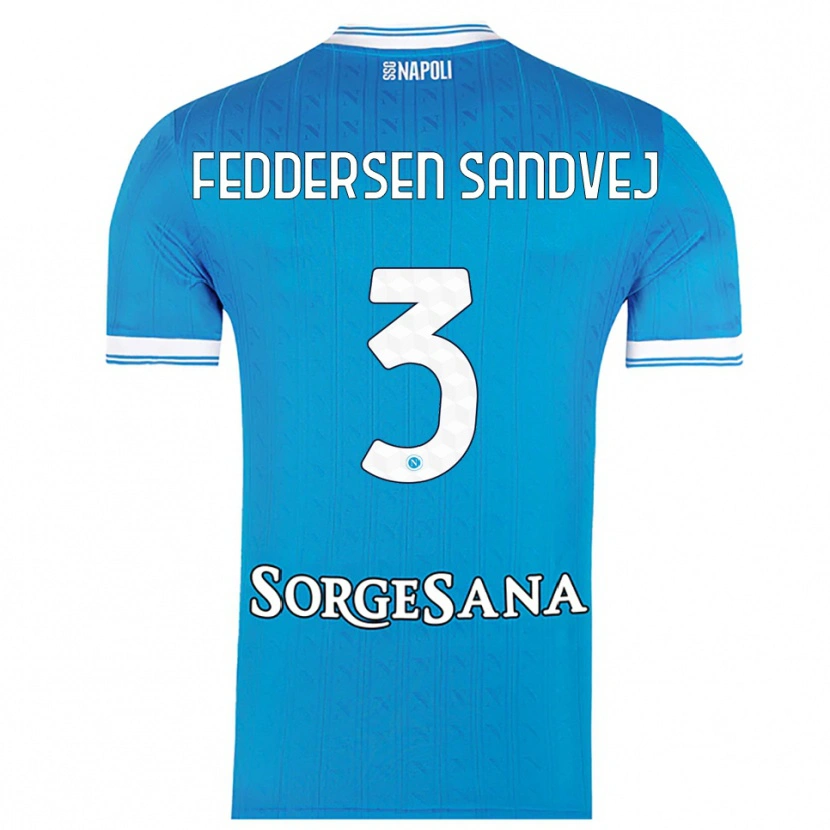 Danxen Femme Maillot Cecilie Feddersen Sandvej #3 Bleu Ciel Blanc Tenues Domicile 2025/26 T-Shirt