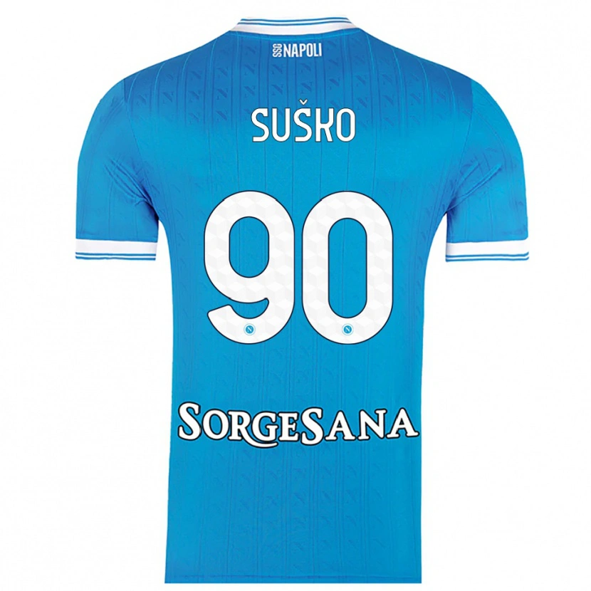 Danxen Femme Maillot Daniel Suško #90 Bleu Ciel Blanc Tenues Domicile 2025/26 T-Shirt