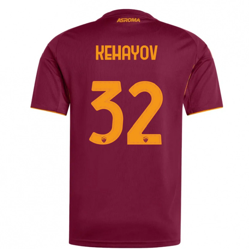 Danxen Femme Maillot Atanas Kehayov #32 Bourgogne Orange Tenues Domicile 2025/26 T-Shirt
