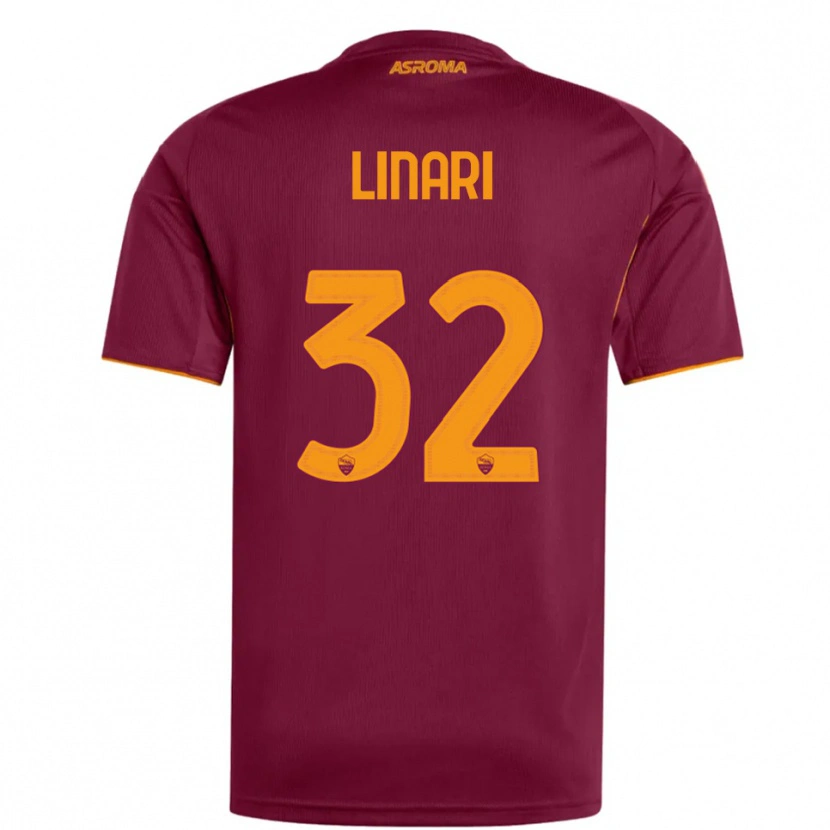 Danxen Femme Maillot Elena Linari #32 Bourgogne Orange Tenues Domicile 2025/26 T-Shirt