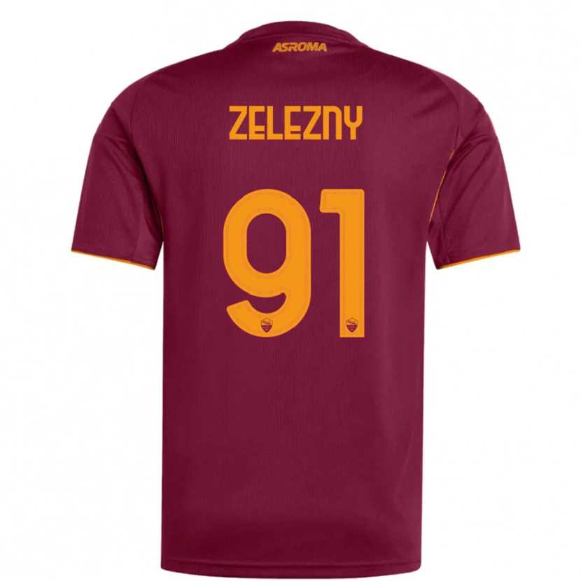 Danxen Femme Maillot Radoslaw Zelezny #91 Bourgogne Orange Tenues Domicile 2025/26 T-Shirt