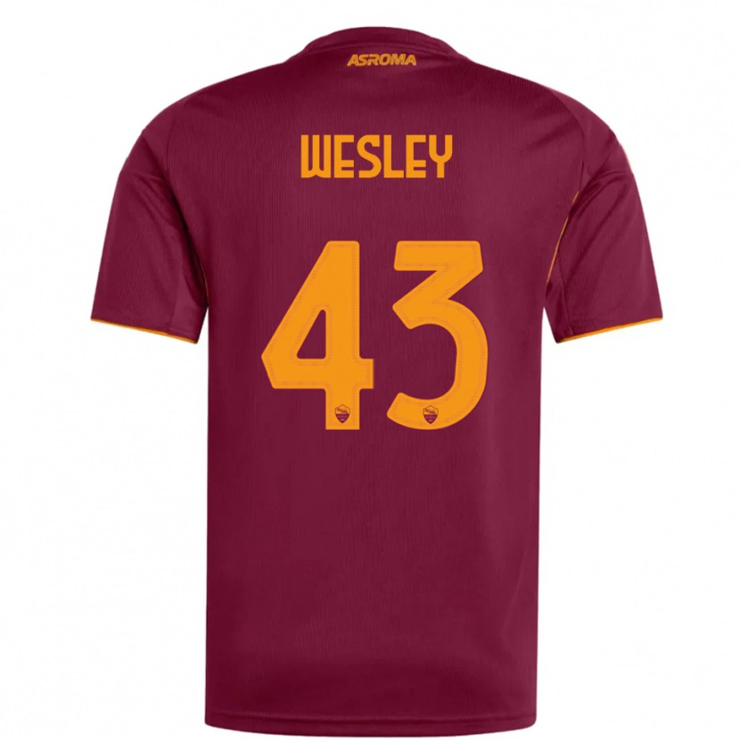 Danxen Femme Maillot Wesley #43 Bourgogne Orange Tenues Domicile 2025/26 T-Shirt