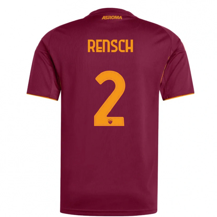 Danxen Femme Maillot Devyne Rensch #2 Bourgogne Orange Tenues Domicile 2025/26 T-Shirt