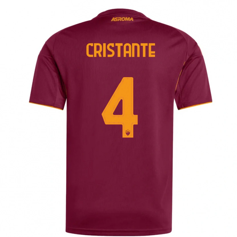 Danxen Femme Maillot Bryan Cristante #4 Bourgogne Orange Tenues Domicile 2025/26 T-Shirt
