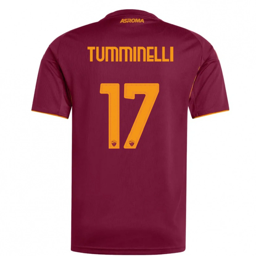 Danxen Femme Maillot Gianmarco Tumminelli #17 Bourgogne Orange Tenues Domicile 2025/26 T-Shirt