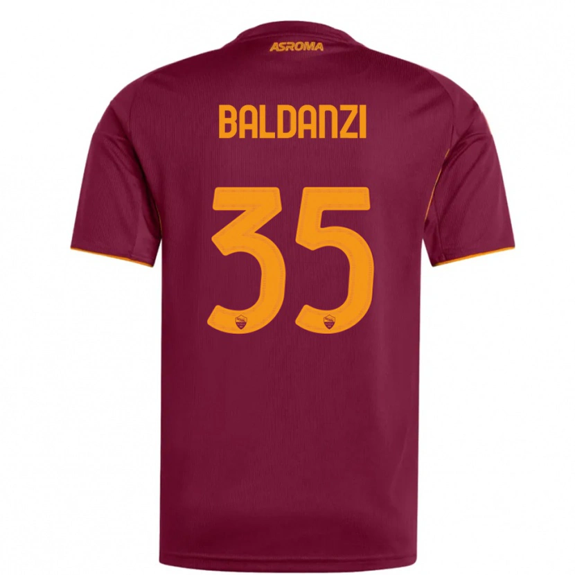 Danxen Femme Maillot Tommaso Baldanzi #35 Bourgogne Orange Tenues Domicile 2025/26 T-Shirt