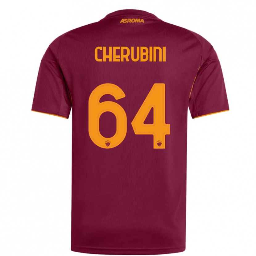Danxen Femme Maillot Luigi Cherubini #64 Bourgogne Orange Tenues Domicile 2025/26 T-Shirt