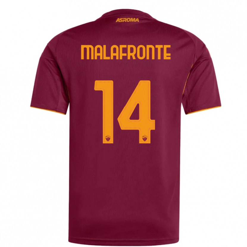 Danxen Femme Maillot Matteo Malafronte #14 Bourgogne Orange Tenues Domicile 2025/26 T-Shirt