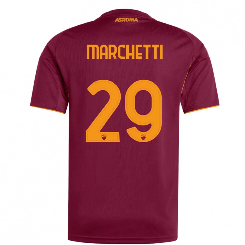 Danxen Femme Maillot Tommaso Marchetti #29 Bourgogne Orange Tenues Domicile 2025/26 T-Shirt