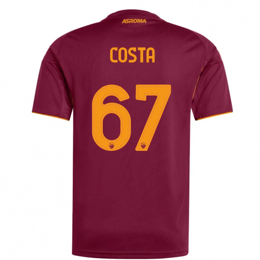 Danxen Femme Maillot João Costa #67 Bourgogne Orange Tenues Domicile 2025/26 T-Shirt