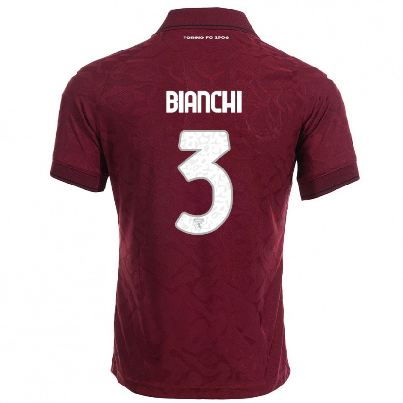 Danxen Femme Maillot Riccardo Bianchi #3 Bourgogne Blanc Tenues Domicile 2025/26 T-Shirt
