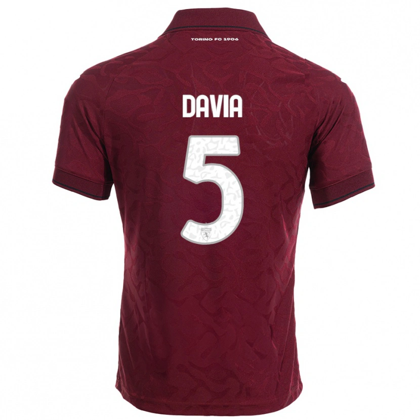 Danxen Femme Maillot Emiliano Davia #5 Bourgogne Blanc Tenues Domicile 2025/26 T-Shirt