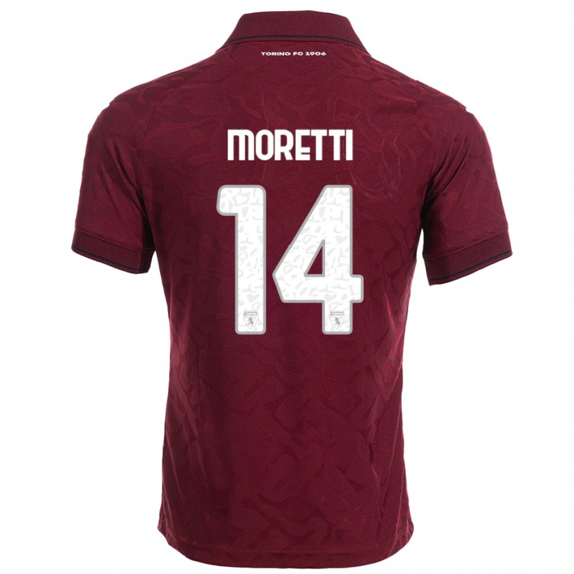 Danxen Femme Maillot Matias Moretti #14 Bourgogne Blanc Tenues Domicile 2025/26 T-Shirt