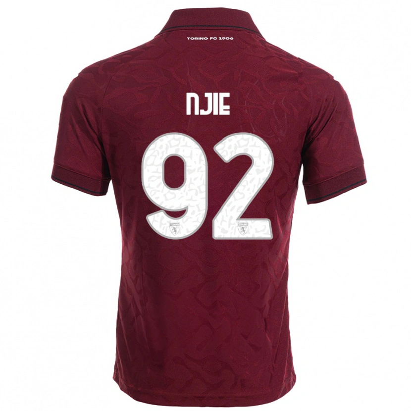 Danxen Femme Maillot Alieu Njie #92 Bourgogne Blanc Tenues Domicile 2025/26 T-Shirt