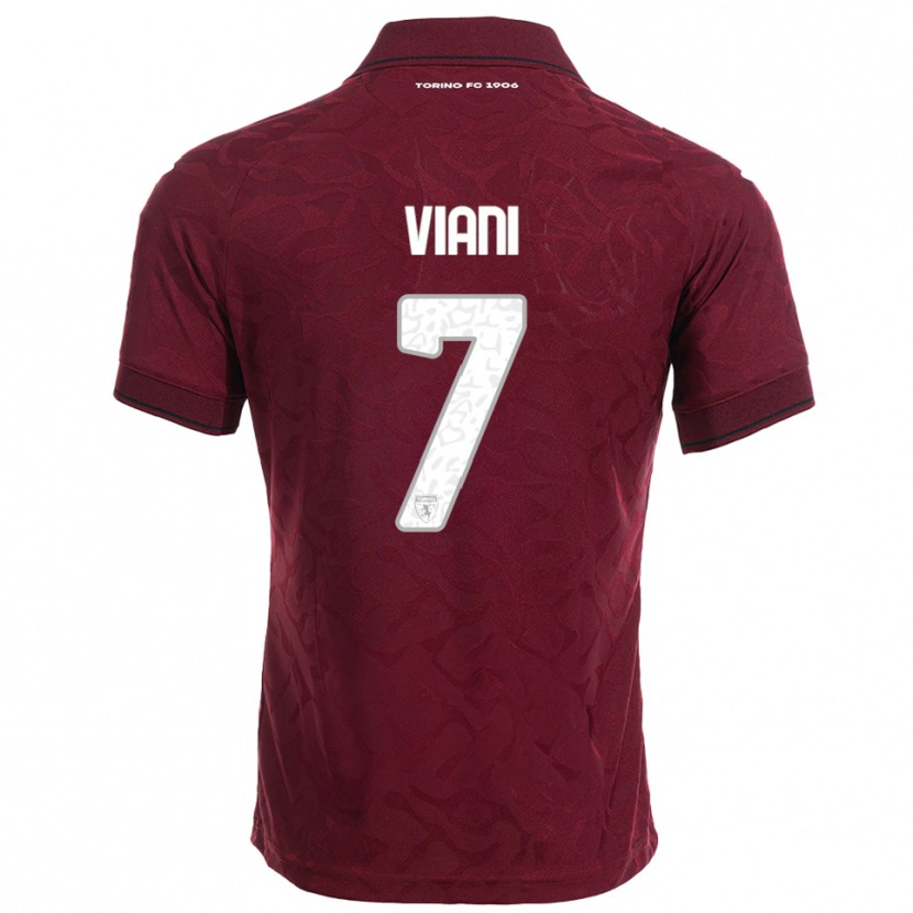 Danxen Femme Maillot Pietro Viani #7 Bourgogne Blanc Tenues Domicile 2025/26 T-Shirt