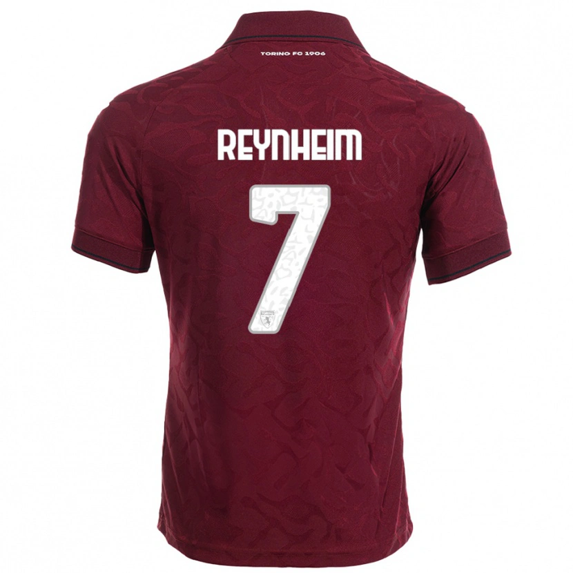 Danxen Femme Maillot Dávid Reynheim #7 Bourgogne Blanc Tenues Domicile 2025/26 T-Shirt