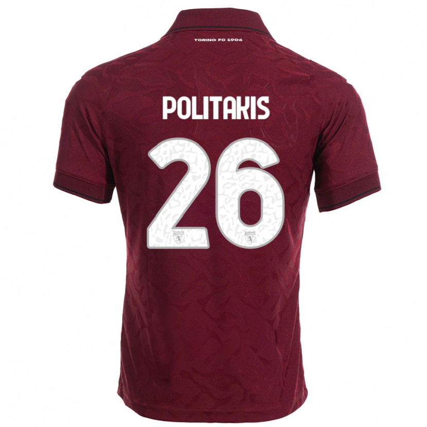 Danxen Femme Maillot Grigorios Politakis #26 Bourgogne Blanc Tenues Domicile 2025/26 T-Shirt