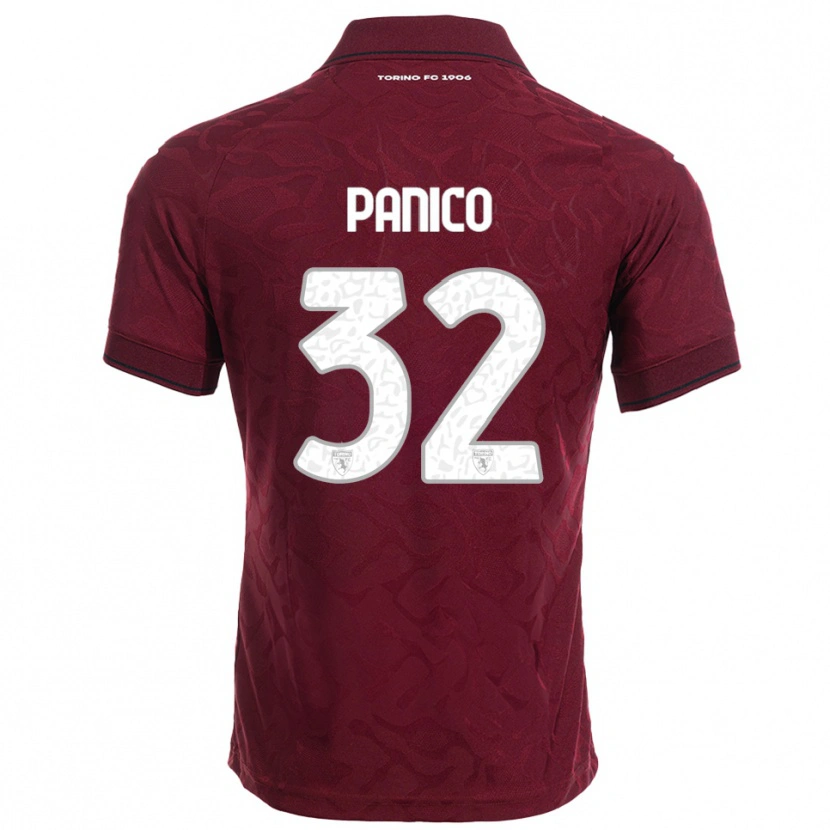 Danxen Femme Maillot Patrizia Panico #32 Bourgogne Blanc Tenues Domicile 2025/26 T-Shirt
