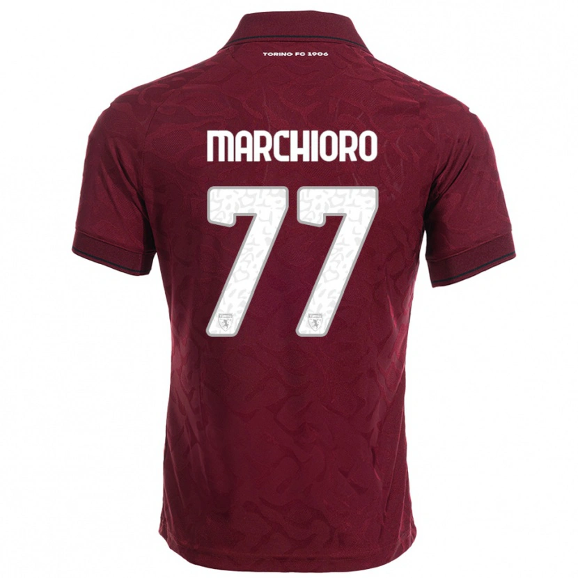 Danxen Femme Maillot Raffaele Marchioro #77 Bourgogne Blanc Tenues Domicile 2025/26 T-Shirt