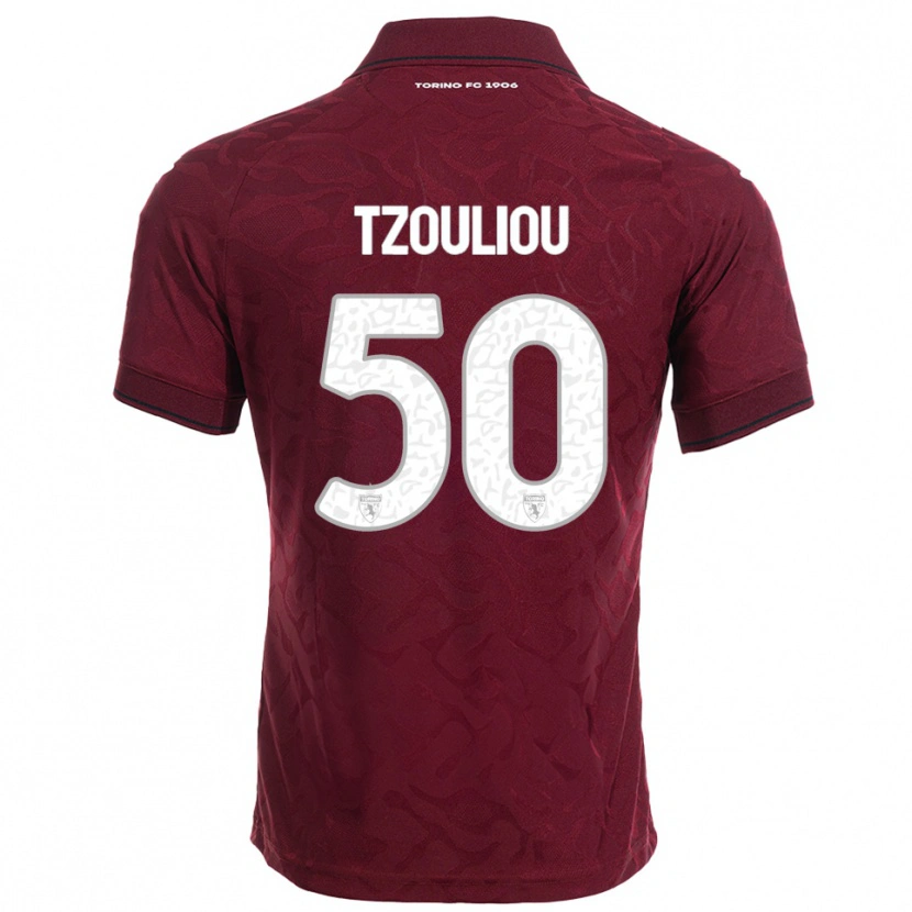 Danxen Femme Maillot Dimitrianos Tzouliou #50 Bourgogne Blanc Tenues Domicile 2025/26 T-Shirt