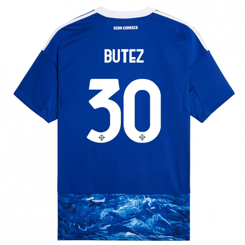 Danxen Femme Maillot Jean Butez #30 Bleu Blanc Tenues Domicile 2025/26 T-Shirt