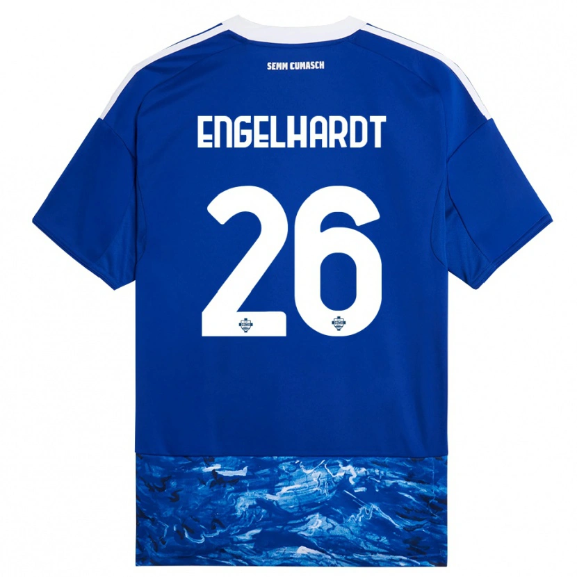 Danxen Femme Maillot Yannik Engelhardt #26 Bleu Blanc Tenues Domicile 2025/26 T-Shirt