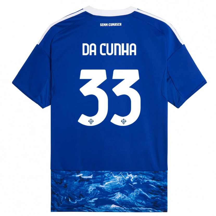 Danxen Femme Maillot Lucas Da Cunha #33 Bleu Blanc Tenues Domicile 2025/26 T-Shirt