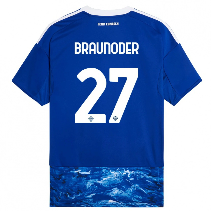 Danxen Femme Maillot Matthias Braunöder #27 Bleu Blanc Tenues Domicile 2025/26 T-Shirt