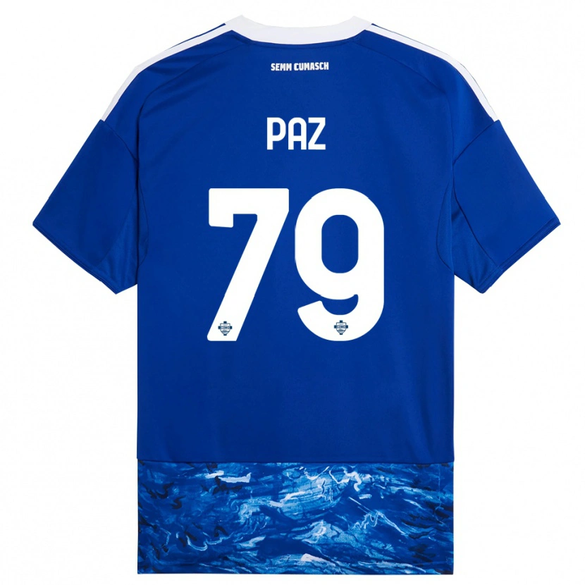 Danxen Femme Maillot Nico Paz #79 Bleu Blanc Tenues Domicile 2025/26 T-Shirt