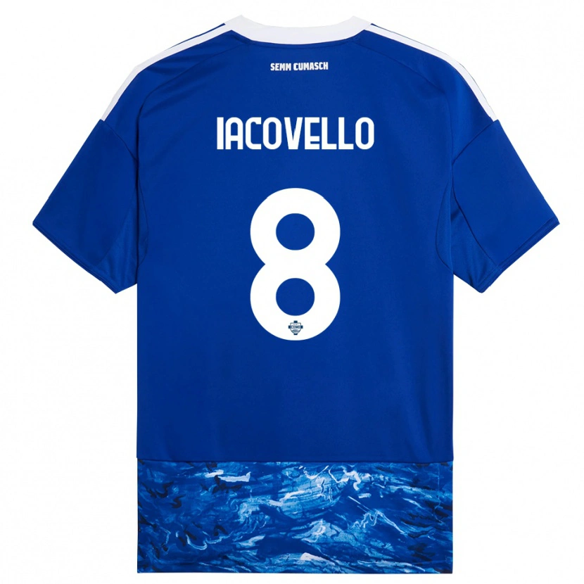 Danxen Femme Maillot Mattia Iacovello #8 Bleu Blanc Tenues Domicile 2025/26 T-Shirt